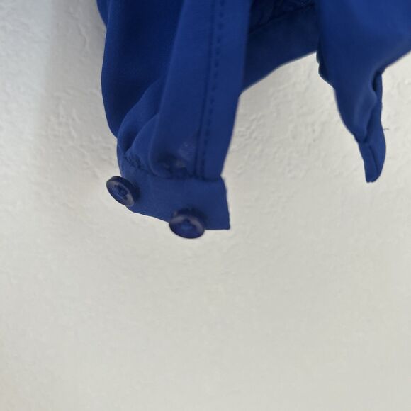 Elie Tahari Side-Tie Waist Shirt NWT Vibe Blue Long-Sleeved Silk Blouse Sz S - Picture 5 of 10